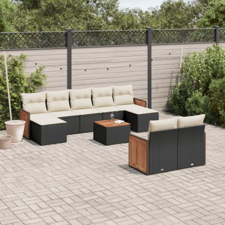 Set de sofás de jardín 10 pzas cojines ratán sintético negro de , Conjuntos de jardín - Ref: Foro24-3228086, Precio: 534,63 €...