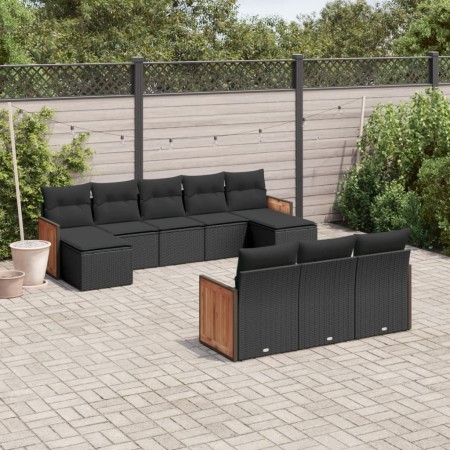 Set de sofás de jardín 10 pzas cojines ratán sintético negro de , Conjuntos de jardín - Ref: Foro24-3228092, Precio: 596,74 €...