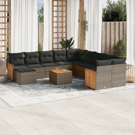 Set de sofás de jardín 12 pzas con cojines ratán sintético gris de , Conjuntos de jardín - Ref: Foro24-3228258, Precio: 674,8...