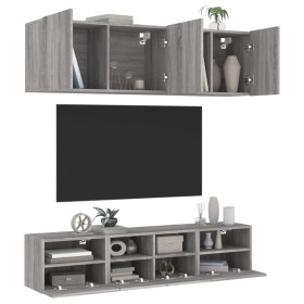 Muebles de TV de pared 5 pzas madera de ingeniería gris Sonoma en Muebles TV | Comprar online en Foru.es