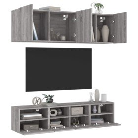Muebles de TV de pared 5 pzas madera de ingeniería gris Sonoma en Muebles TV | Comprar online en Foru.es