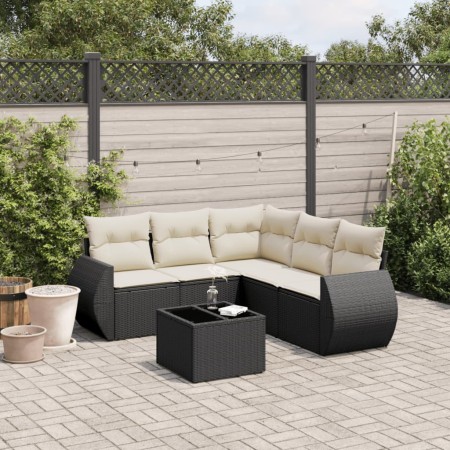 Set de sofás de jardín 6 piezas y cojines ratán sintético negro de , Conjuntos de jardín - Ref: Foro24-3221355, Precio: 375,0...