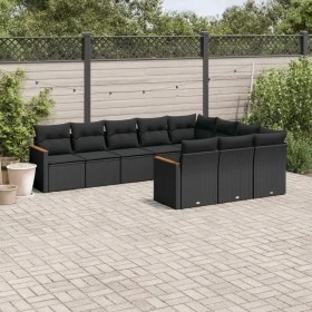 Set de sofás de jardín 10 pzas cojines ratán sintético negro de , Conjuntos de jardín - Ref: Foro24-3258737, Precio: 623,19 €...