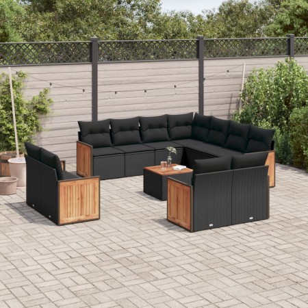 Set de sofás de jardín 12 piezas cojines ratán sintético negro de , Conjuntos de jardín - Ref: Foro24-3228183, Precio: 827,36...