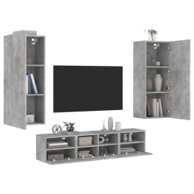 Muebles de TV de pared 5 pzas madera ingeniería gris hormigón en Muebles TV | Comprar online en Foru.es