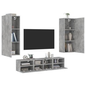 Muebles de TV de pared 5 pzas madera ingeniería gris hormigón en Muebles TV | Comprar online en Foru.es