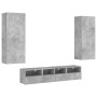 Muebles de TV de pared 5 pzas madera ingeniería gris hormigón en Muebles TV | Comprar online en Foru.es