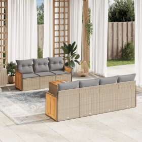 Juego de sofás de jardín con cojines beige 8 pzas ratán PE de , Conjuntos de jardín - Ref: Foro24-3227487, Precio: 485,04 €, ...