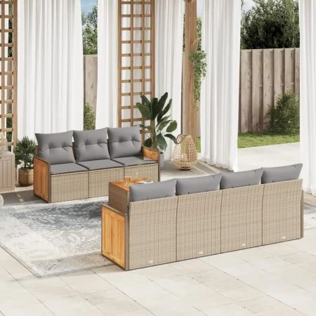 Garden sofa set with beige cushions 8 pcs PE rattan by , Garden sets - Ref: Foro24-3227487, Price: 525,24 €, Discount: %