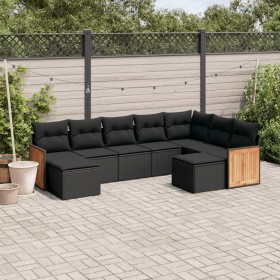 Set de sofás de jardín 8 piezas y cojines ratán sintético negro de , Conjuntos de jardín - Ref: Foro24-3228218, Precio: 536,5...