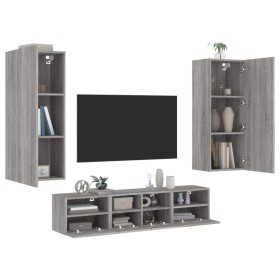 Muebles de TV de pared 5 pzas madera de ingeniería gris Sonoma en Muebles TV | Comprar online en Foru.es