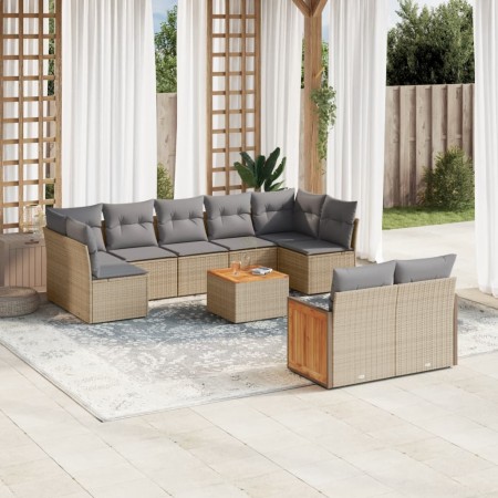 Juego de sofás jardín con cojines beige 10 pzas ratán sintético de , Conjuntos de jardín - Ref: Foro24-3227977, Precio: 575,7...