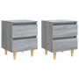 Mesitas de noche 2 uds patas de madera gris Sonoma 40x35x50 cm de vidaXL, Mesitas de noche - Ref: Foro24-813125, Precio: 70,3...