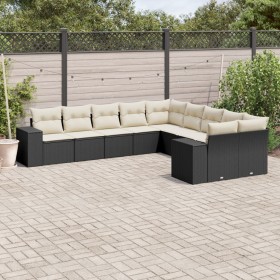 Set de sofás de jardín 10 pzas cojines ratán sintético negro de , Conjuntos de jardín - Ref: Foro24-3223105, Precio: 565,46 €...