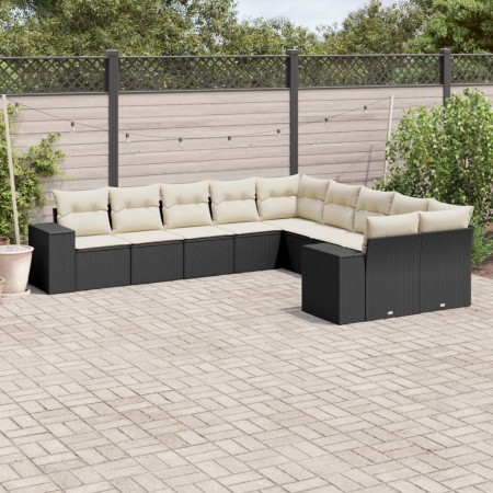Set de sofás de jardín 10 pzas cojines ratán sintético negro de , Conjuntos de jardín - Ref: Foro24-3223105, Precio: 565,46 €...