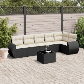 Set de comedor de jardín 7 pzas y cojines ratán sintético negro de , Conjuntos de jardín - Ref: Foro24-3221395, Precio: 406,6...