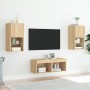Muebles de TV de pared con luces LED 4 piezas roble Sonoma en Muebles TV | Comprar online en Foru.es