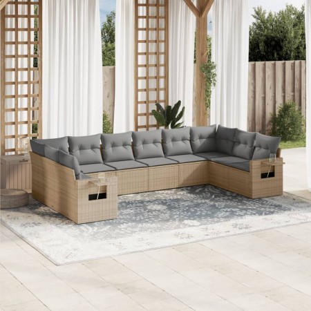Juego de sofás jardín con cojines beige 10 pzas ratán sintético de , Conjuntos de jardín - Ref: Foro24-3220668, Precio: 640,0...