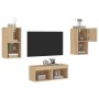 Muebles de TV de pared con luces LED 4 piezas roble Sonoma en Muebles TV | Comprar online en Foru.es