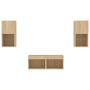 Muebles de TV de pared con luces LED 4 piezas roble Sonoma en Muebles TV | Comprar online en Foru.es