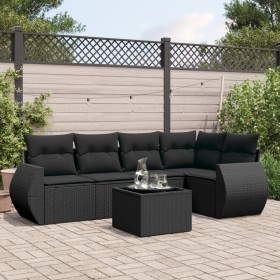 Set de sofás de jardín 6 piezas y cojines ratán sintético negro de , Conjuntos de jardín - Ref: Foro24-3221334, Precio: 395,4...