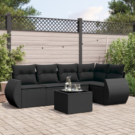 Set de sofás de jardín 6 piezas y cojines ratán sintético negro de , Conjuntos de jardín - Ref: Foro24-3221334, Precio: 395,4...