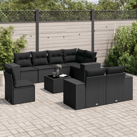 Set de sofás de jardín 8 piezas y cojines ratán sintético negro de , Conjuntos de jardín - Ref: Foro24-3222844, Precio: 668,4...