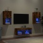 Muebles de TV de pared con luces LED 4 piezas roble ahumado en Muebles TV | Comprar online en Foru.es