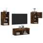 Muebles de TV de pared con luces LED 4 piezas roble ahumado en Muebles TV | Comprar online en Foru.es