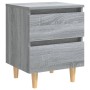 Mesitas de noche 2 uds patas de madera gris Sonoma 40x35x50 cm de vidaXL, Mesitas de noche - Ref: Foro24-813125, Precio: 70,3...
