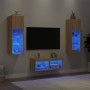 Muebles de TV de pared con luces LED 4 piezas roble Sonoma en Muebles TV | Comprar online en Foru.es