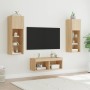 Muebles de TV de pared con luces LED 4 piezas roble Sonoma en Muebles TV | Comprar online en Foru.es