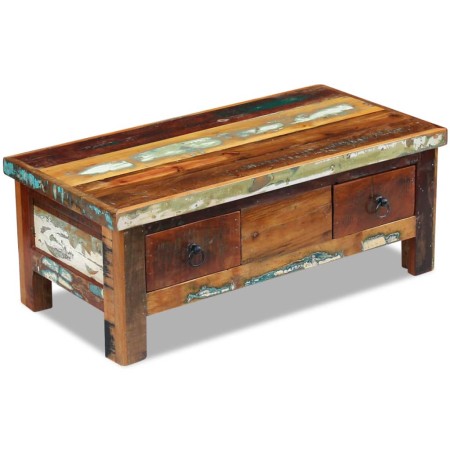 Mesa de centro con cajones madera maciza reciclada 90x45x35 cm en Mesas de centro | Comprar online en Foru.es