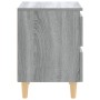 Mesitas de noche 2 uds patas de madera gris Sonoma 40x35x50 cm de vidaXL, Mesitas de noche - Ref: Foro24-813125, Precio: 70,3...
