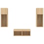 Muebles de TV de pared con luces LED 4 piezas roble Sonoma en Muebles TV | Comprar online en Foru.es