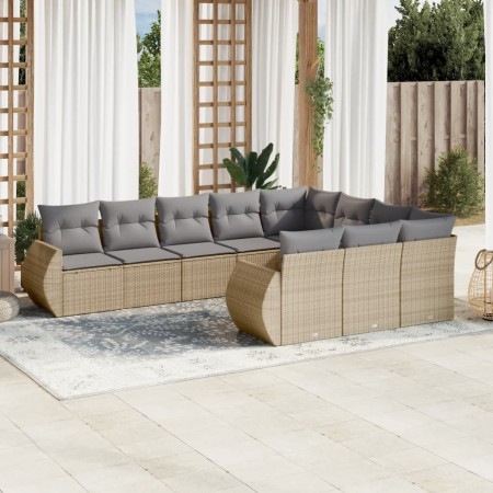 Juego de sofás jardín con cojines beige 10 pzas ratán sintético de , Conjuntos de jardín - Ref: Foro24-3254226, Precio: 642,3...