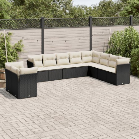 Set de sofás de jardín 10 pzas cojines ratán sintético negro de , Conjuntos de jardín - Ref: Foro24-3249695, Precio: 615,84 €...