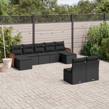 Set de sofás de jardín 8 piezas y cojines ratán sintético negro de , Conjuntos de jardín - Ref: Foro24-3228050, Precio: 501,2...