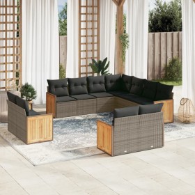 Set de sofás de jardín 11 pzas y cojines ratán sintético gris de , Conjuntos de jardín - Ref: Foro24-3228181, Precio: 721,17 ...