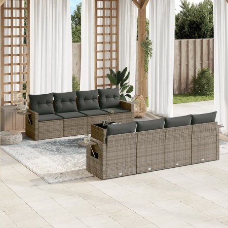 Set de muebles de jardín 9 pzas y cojines ratán sintético gris de , Conjuntos de jardín - Ref: Foro24-3252287, Precio: 580,42...