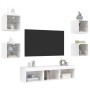 Muebles de TV de pared con LED 7 pzas madera ingeniería blanco en Muebles TV | Comprar online en Foru.es