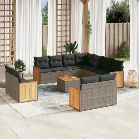 Set de sofás de jardín 12 pzas con cojines ratán sintético gris de , Conjuntos de jardín - Ref: Foro24-3228188, Precio: 813,7...