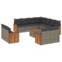 Set de sofás de jardín 12 pzas con cojines ratán sintético gris de , Conjuntos de jardín - Ref: Foro24-3228188, Precio: 813,7...