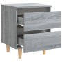 Mesitas de noche 2 uds patas de madera gris Sonoma 40x35x50 cm de vidaXL, Mesitas de noche - Ref: Foro24-813125, Precio: 70,3...