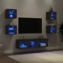 Muebles de TV de pared con LED 7 pzas madera ingeniería negro en Muebles TV | Comprar online en Foru.es
