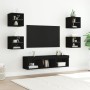Muebles de TV de pared con LED 7 pzas madera ingeniería negro en Muebles TV | Comprar online en Foru.es