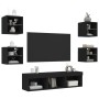 Muebles de TV de pared con LED 7 pzas madera ingeniería negro en Muebles TV | Comprar online en Foru.es
