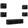 Muebles de TV de pared con LED 7 pzas madera ingeniería negro en Muebles TV | Comprar online en Foru.es