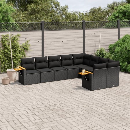 Set de sofás de jardín 8 piezas y cojines ratán sintético negro de , Conjuntos de jardín - Ref: Foro24-3227140, Precio: 587,0...