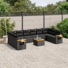 Set de sofás de jardín 11 pzas y cojines ratán sintético negro de , Conjuntos de jardín - Ref: Foro24-3227168, Precio: 721,33...
